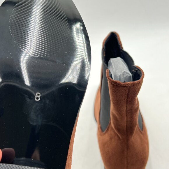 FOWT Dark Brown Men Fashion Round Toe Block Low Heel Stretchy Ankle Boots main image 5